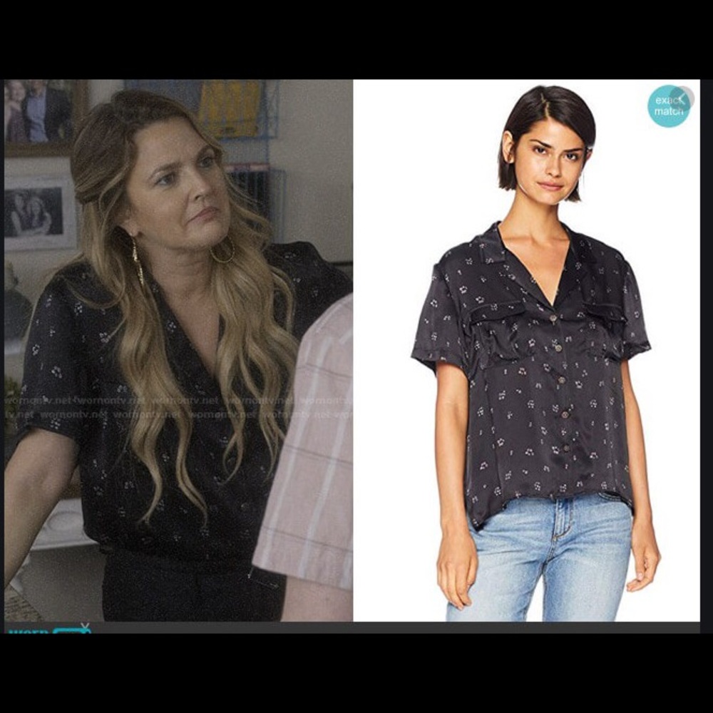 The Kooples Women's Floral Print Blouse, Navy
